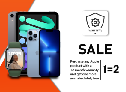We give a year of warranty from AppleMania: Promotion 
