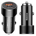 Baseus Small Screw Type-C PD + USB Quick Charge Car Charger 36W Black