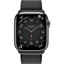 Apple Watch Hermes Series 7 GPS + LTE 45mm Space Black Stainless Steel Case with Noir Swift Leather Single Tour (MKMW3 + H078741CZ89)