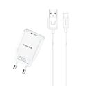 USAMS T21 Travel Charger (EU) Type-C Cable White