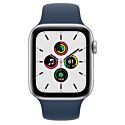 Apple Watch SE GPS 44mm Silver Aluminium Case with Abyss Blue Sport Band (MKQ43)