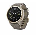 Garmin Fenix 6S Pro Sapphire Light Gold with Shale Grey Leather Band