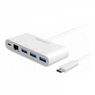 Adapter Macally Type-C to USB 3.0 with Gigabit Ethernet and PD White