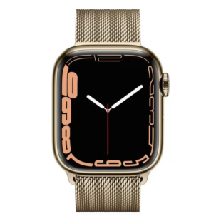 Apple Watch 7 GPS + LTE 45mm Gold Stainless Steel Case with Gold Milanese Loop (MKJY3)