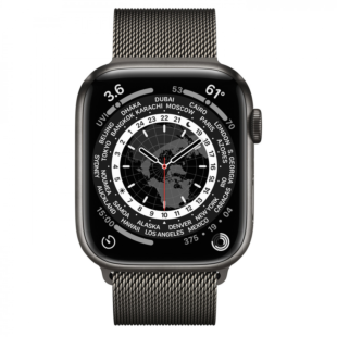 Apple Watch 7 GPS + LTE 45mm Space Black Titanium with Graphite Milanese Loop (ML8V3+ML773)