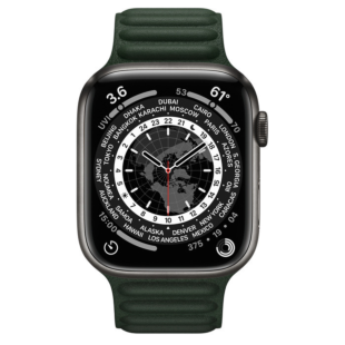 Apple Watch 7 GPS + LTE 45mm Space Black Titanium with Sequoia Green Leather Loop (ML8Y3+ML7Y3)