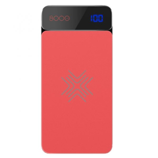 Rock P38 Wireless Charging Power Bank with Digital Display 8000mAh Red