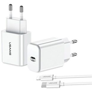 Usams Charger Set PD 3.0A + Cable Type-C to Lightning