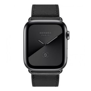Apple Watch Hermes Series 5 GPS + LTE 40mm Space Black Stainless Steel Case with Noir Swift Leather Single Tour (MWWY2)