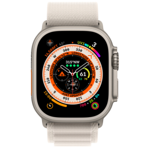 Apple Watch Ultra GPS + Cellular 49 mm Titanium Case with Starlight Alpine Loop (MQFR3)