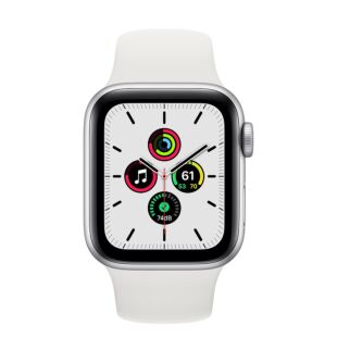 Apple Watch SE 40mm Silver Aluminum Case with White Sport Band (MYDM2)
