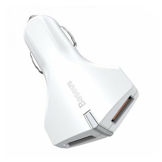 Baseus Small Rocket QC3.0 Dual-USB Car Charger White 000008243