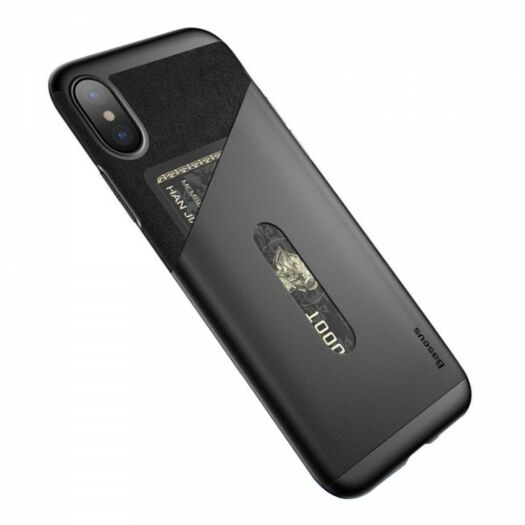 Чехол Baseus Card Pocket Case for iPhone X - Black 000008342