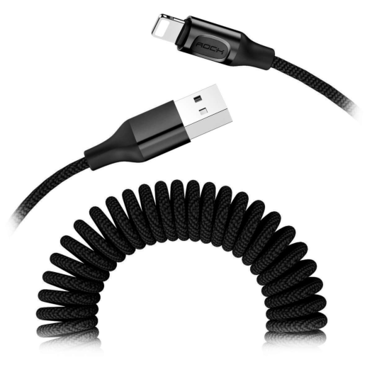 ROCK Lightning Metal Stretchable Charge&Sync Cable 1500mm - Black 000011679