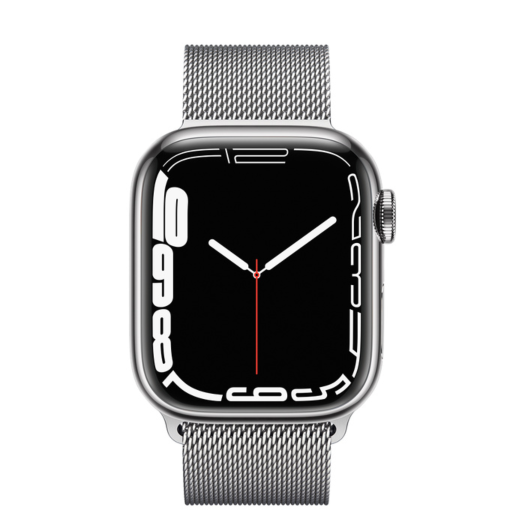 Apple Watch 7 GPS + LTE 41mm Silver Stainless Steel Case with Silver Milanese Loop (MKHX3) 000019380