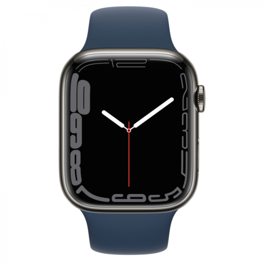 Apple Watch Series 7 GPS + LTE 41mm Graphite Stainless Steel Case with Abyss Blue Sport Band (MKJ13) 000019564
