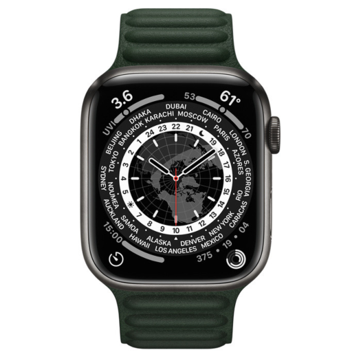 Apple Watch 7 GPS + LTE 45mm Space Black Titanium with Sequoia Green Leather Loop (ML8Y3+ML7Y3) 000019556