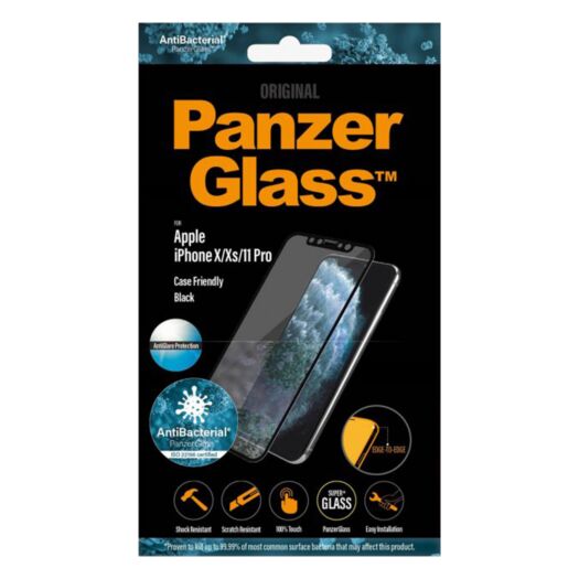 PanzerGlass Apple iPhone X/Xs/11 Pro Case Friendly, Anti-Bacterial Black (2690) PanzerGlass Apple iPhone X/Xs/11 Pro