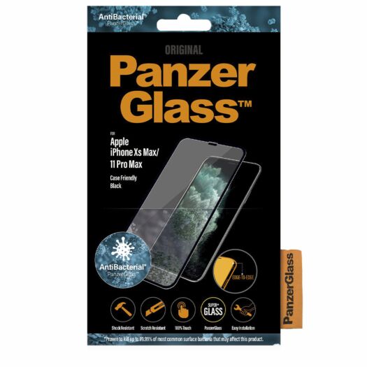 Protective glass PanzerGlass iPhone Xs Max Case Friendly Anti-Bacterial Black (2692) PanzerGlass iPhone Xs Max Case 2692