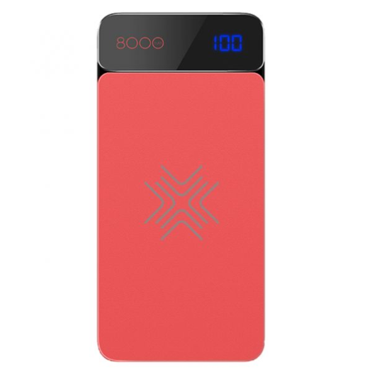 Rock P38 Wireless Charging Power Bank with Digital Display 8000mAh Red 000009518