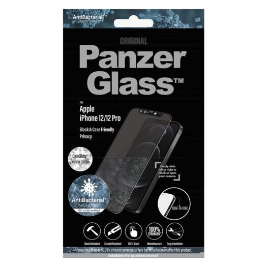 Защитное стекло Антишпион PanzerGlass Apple iPhone 12/12 Pro Swarovski Cam Slider Priv AB Black PanzerGlass Apple iPhone 12/12 Pro Swarovski Cam