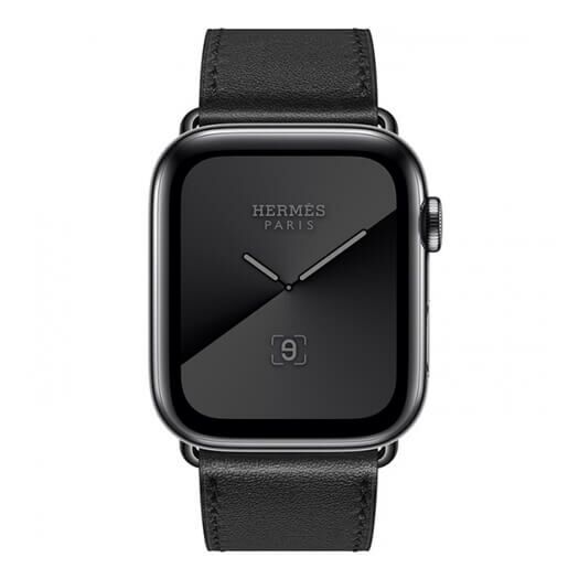 Apple Watch Hermes Series 5 GPS + LTE 40mm Space Black Stainless Steel Case with Noir Swift Leather Single Tour (MWWY2) MWWY2