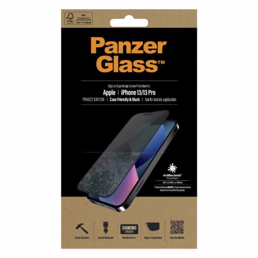 PanzerGlass Apple iPhone 13/13 Pro 6.1” Case Friendly Privacy AB, Black (PROP2745) PROP2745