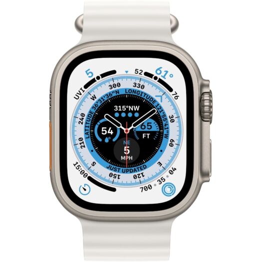 Apple Watch Ultra GPS + Cellular 49mm Titanium Case with White Ocean Band (MNHF3) MNHF3
