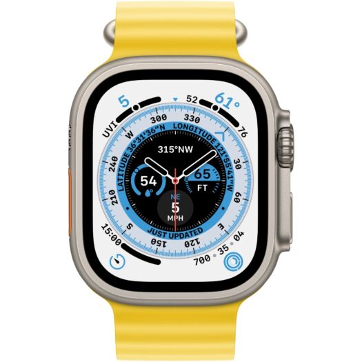 Apple Watch Ultra GPS + Cellular 49mm Titanium Case with Yellow Ocean Band (MNHG3) MNHG3