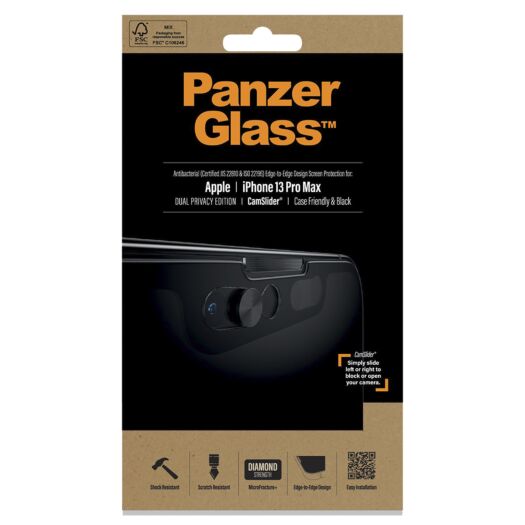 Защитное стекло PanzerGlass Apple iPhone 13 Pro Max 6.7” Case Friendly Camslider Privacy AB, Black (P2749) P2749