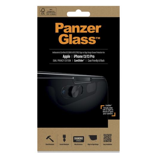 Protective glass PanzerGlass Apple iPhone 13/13 Pro 6.1” Case Friendly Camslider AB, Black (P2748) P2748