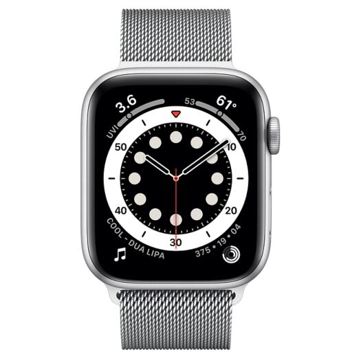 Apple Watch Series 6 GPS + LTE 44mm Silver Stainless Steel Case with Milanese Loop (M09E3/M07M3) 000016876