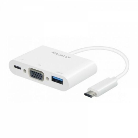 Адаптер Macally Type-C to USB 3.0 with VGA and PD White 000011332