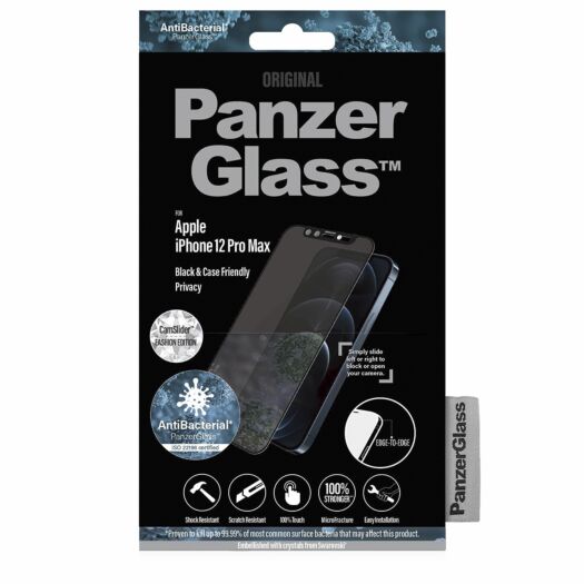 Захисне скло Антишпіон Apple iPhone 12 Pro Max Swarovski Cam Slider Priv AB Black (P2718) PanzerGlass P2718
