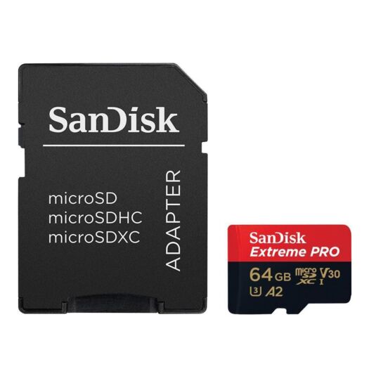MicroSDHC 64GB SanDisk Pro A2 Class 10+SD-adapter (170Mb/s) 000018092