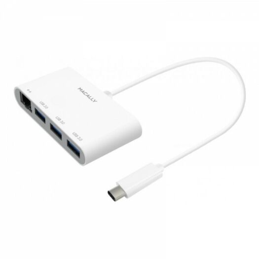 Adapter Macally Type-C to USB 3.0 with Gigabit Ethernet White 000009008