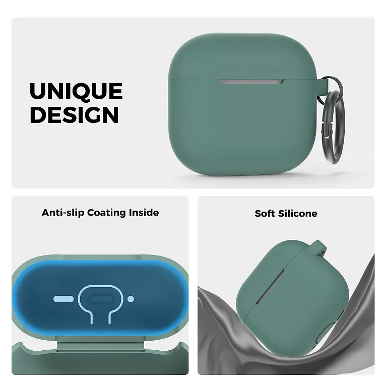 Чохол AhaStyle Colorful Silicone Case для Airpods 4 Midnight Green