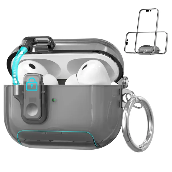 Чохол AhaStyle Easy Switch Button TPU Case для Airpods Pro 3 Transparent Black
