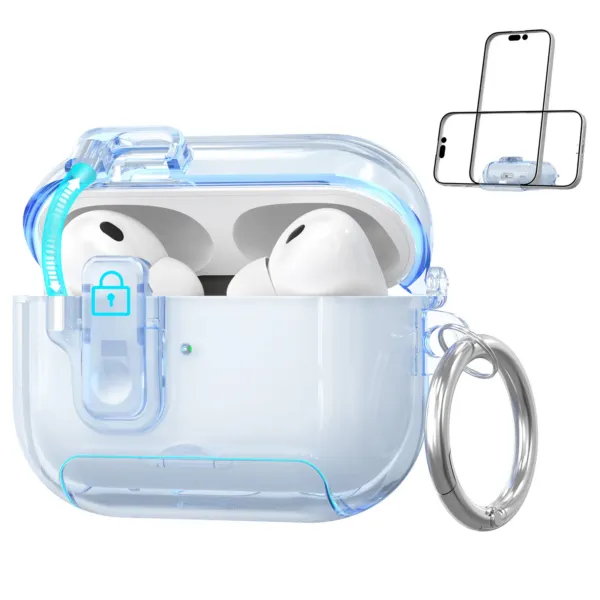 Чохол AhaStyle Easy Switch Button TPU Case для Airpods Pro 3 Transparent Blue
