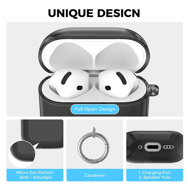 Чохол AhaStyle Transparent TPU Case для Airpods 4 Black