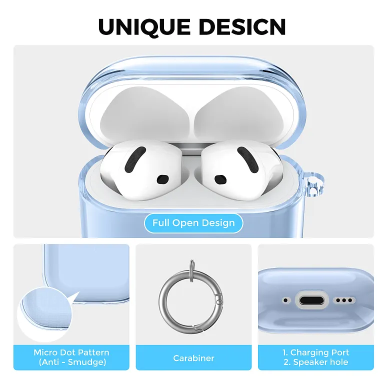 Чохол AhaStyle Transparent TPU Case для Airpods 4 Blue