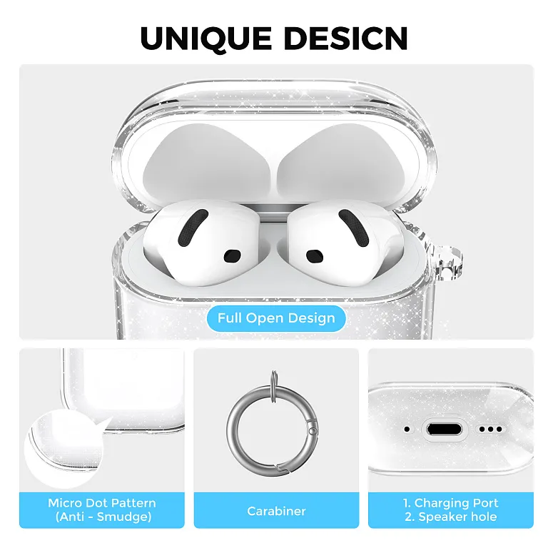 Чохол AhaStyle Transparent TPU Case для Airpods 4 Glitter