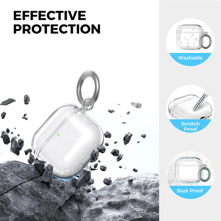 Чохол AhaStyle Transparent TPU Case для Airpods 4 Glitter