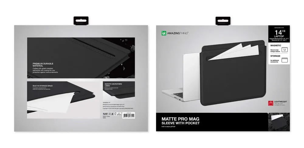 Чохол-конверт AmazingThing Matte Pro Mag Sleeve with Pocket для Macbook 14’’ Titan Black