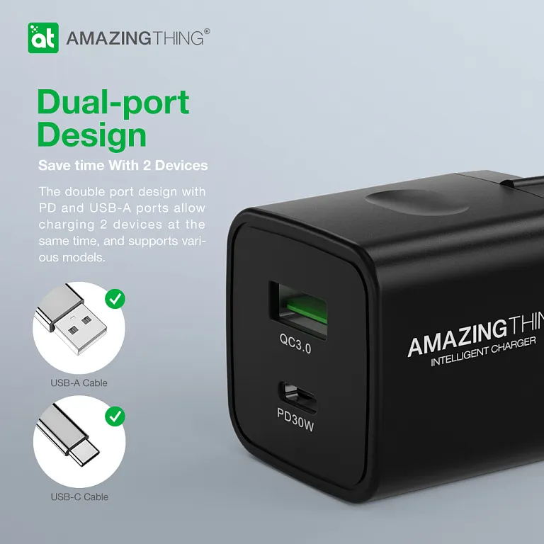 Мережевий зарядний пристрій AmazingThing Speed Pro 30W+QC 3.0 Charger