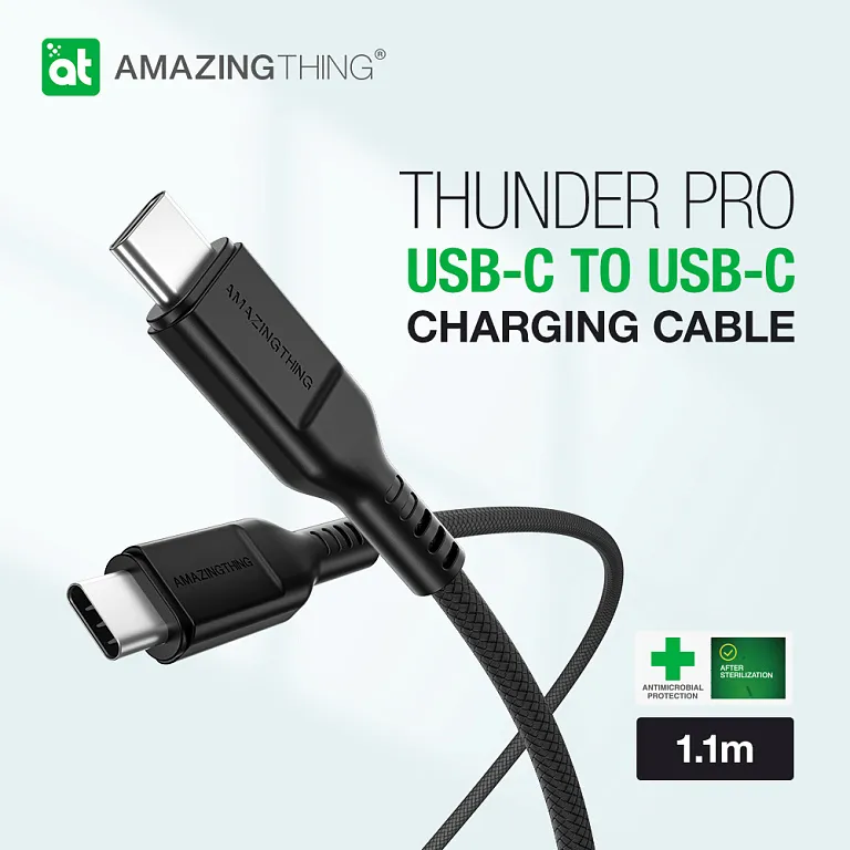 Кабель AmazingThing Thunder Pro USB-C to USB-C 60W (2.1m) Black