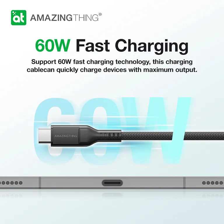Кабель AmazingThing Thunder Pro USB-C to USB-C 60W (2.1m) Black