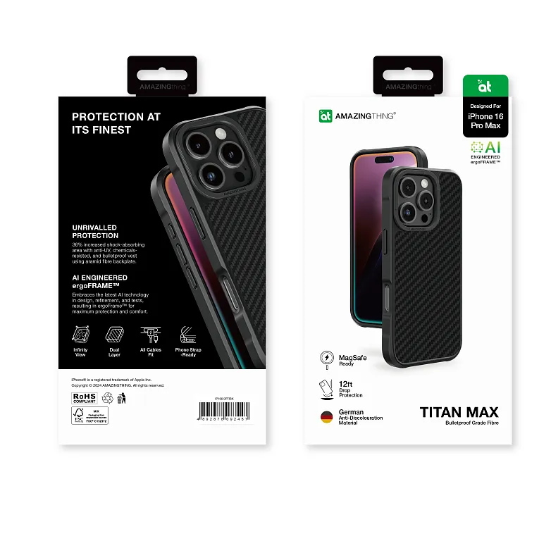 Чохол-накладка AmazingThing Titan Max (1500D) Case для iPhone 16 Pro with MagSafe Black