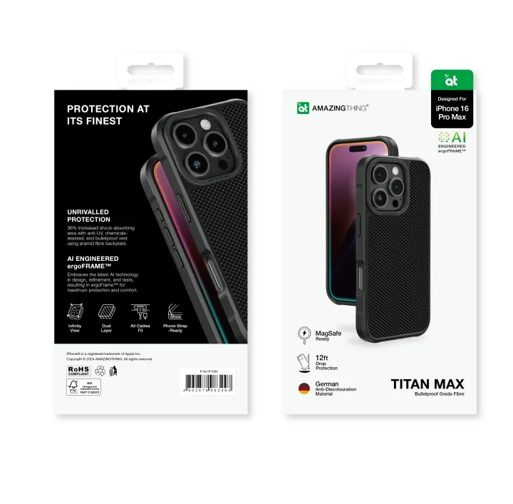 Чохол-накладка AmazingThing Titan Max (600D) Case для iPhone 16 Pro Max with MagSafe Black