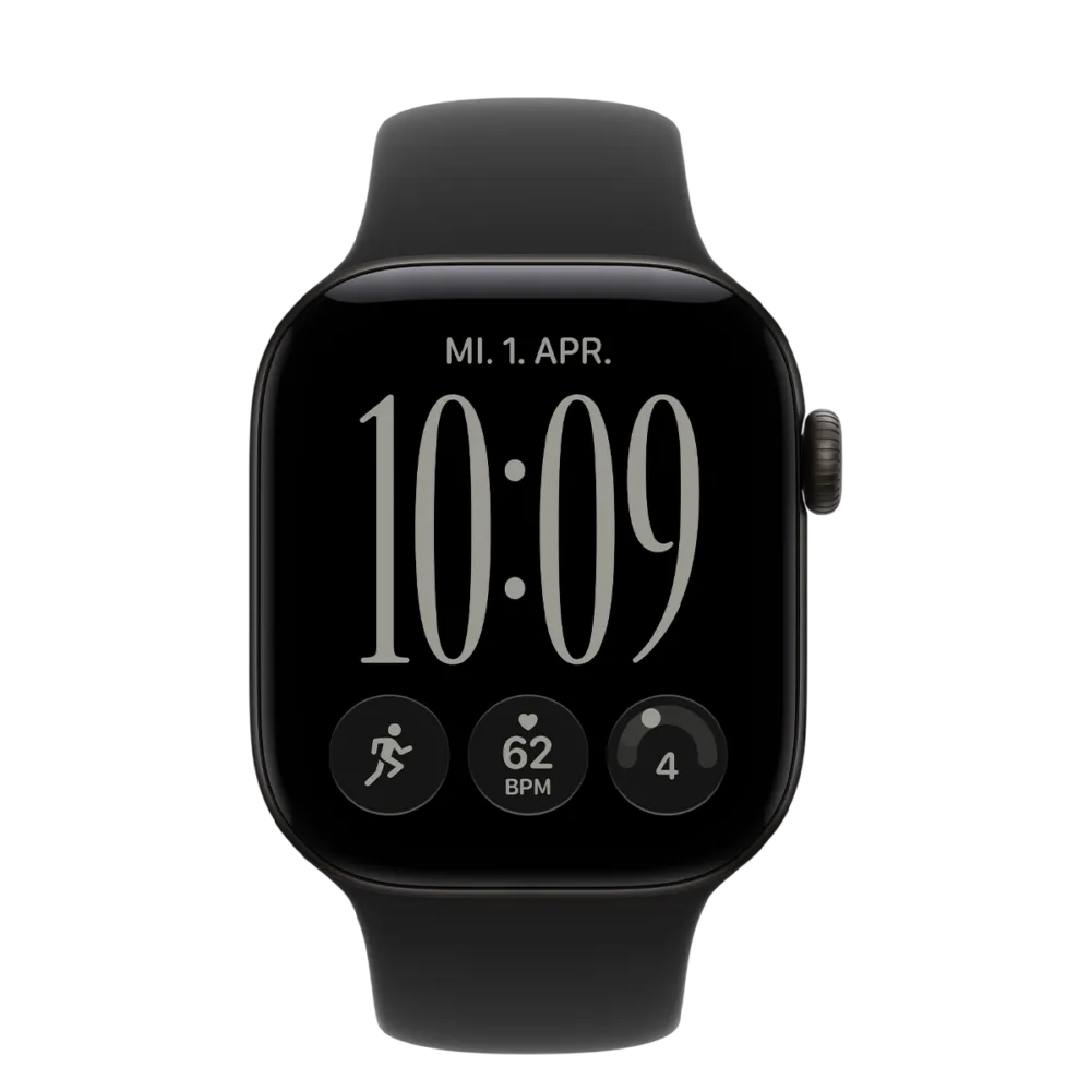 Apple Watch Series 12 GPS 42mm Black Aluminum Case with Black Sport Band - S/M